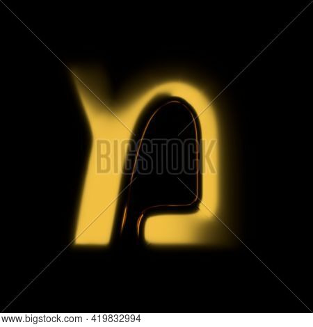 Gold Realistic 3d Rendering Hebrew Alphabet, Shiny Metallic Jewfish Symbols And Characters