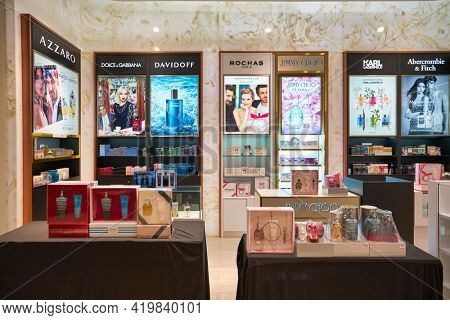 KUALA LUMPUR, MALAYSIA - CIRCA JANUARY, 2020: fragrances on display at Pavilion Kuala Lumpur shopping centre.