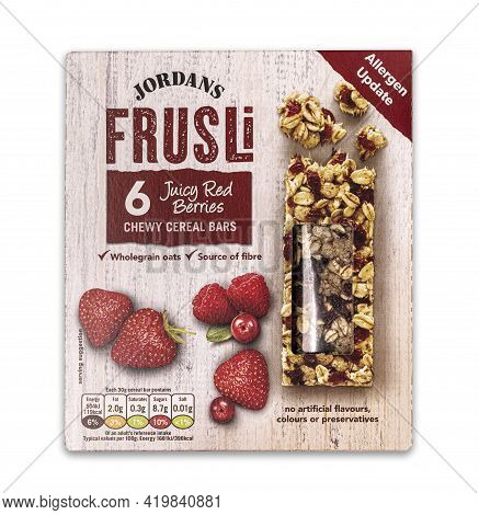Swindon, Uk - May 7, 2021: Jordans Frusli Bars On A White Background