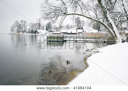 Obraz jezera Starnberg v Bavorsku Německo - Tutzing - únor 2013