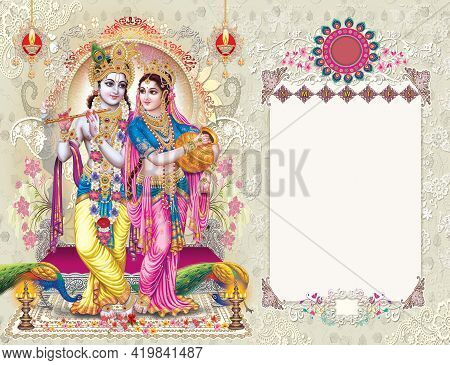 Indian God Radhakrishna, Indian Lord Krishna, Indian Mythological Image Of Radhakrishna.