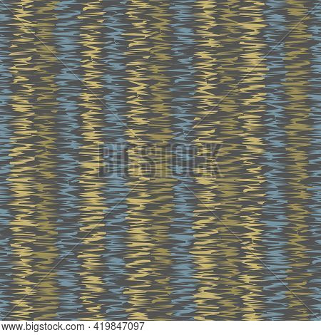 Fashionable Print With Abstract Pattern. Yellow, Dark Blue, Brown Colors Illustration. Seamless Prin