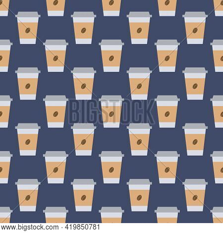Vector Seamless Pattern With Paper Coffee Cups.