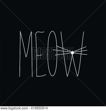 Meow A Cute Vector Of Cat With Text