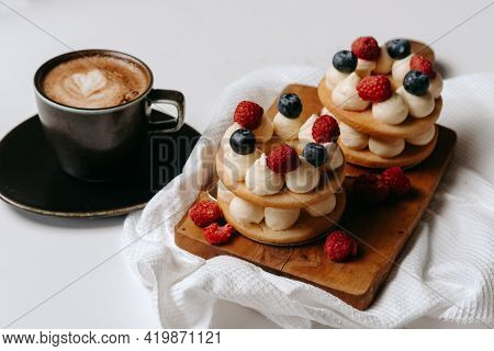 Coffee And Dessert On A White Background