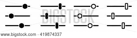 Slider Filter Simple Flat Button. Filter Control Settings Icon Collection.