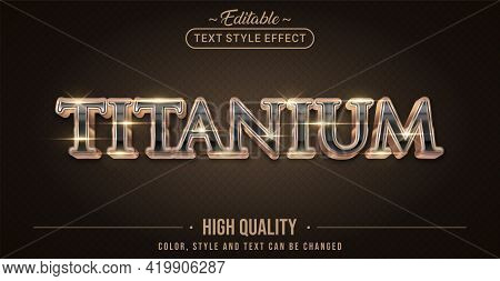Editable Text Style Effect - Shinny Titanium Text Style Theme. Graphic Design Element.