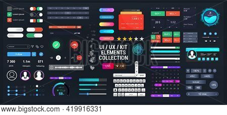 Template Elements Ui, Ux, Kit For Web, App And Dashboard. Universal User Interface For Web Design Or