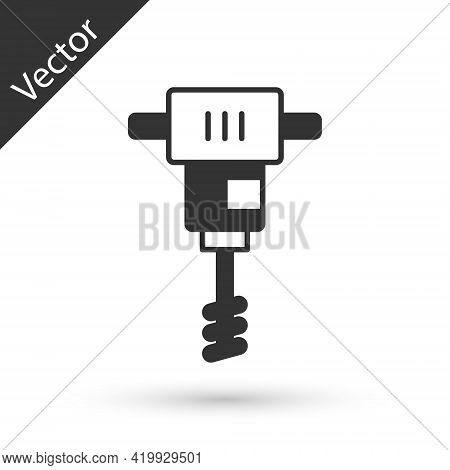 Grey Electrical Hand Concrete Mixer Icon Isolated On White Background. Handheld Electric Cement Mixe