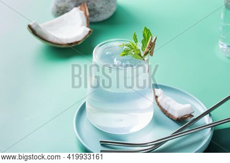 Tropical Hard Seltzer Cocktail With Coconut Water And Ice