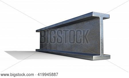 H-beam Rolled Metal, Isolated Digital Industrial 3d Illustration