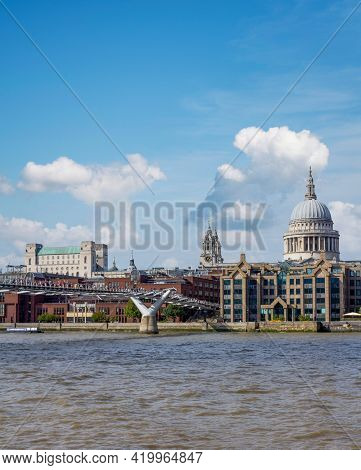 Clear Day In Euroean City By A Big River, Perfect Travel Concept To Historical Cities