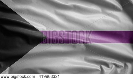 Demisexuality Flag Waving In The Wind. Demisexual Banner Blowing.