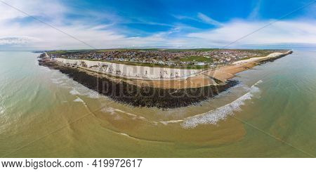 Areal drone panoramic view of the Saltdean and Rottingdean Beach, Brighton