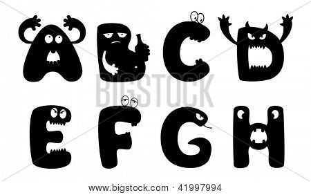 Alphabet comme dessin animé monstres rigolos