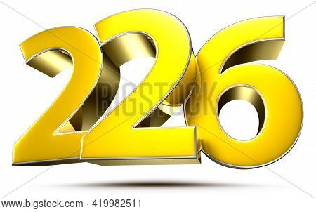 226 Gold 3D Illustration On White Background With Clipping Path.