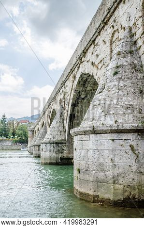 Visegrad, Bosnia, August 16, -  Bosnia And Herzegovina, 2014: The Old Bridge Of Mehmed-pasa Sokolovi