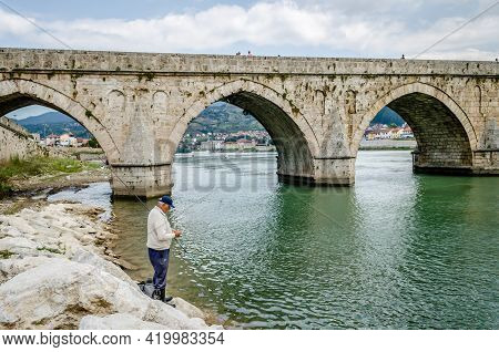 Visegrad, Bosnia, August 16, -  Bosnia And Herzegovina, 2014: The Old Bridge Of Mehmed-pasa Sokolovi