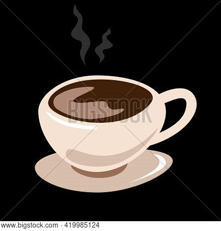 Coffee Cup With Steam, Vector Flat Design Object Isolated