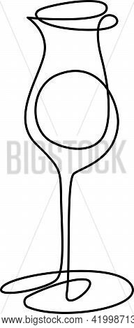 Glass Of Coctail Outline Continuous Black Doodle Scetch