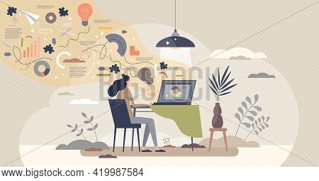 Productive Work Flow And Efficient Job Tasks Planning Scene Tiny Person Concept. Process Management 