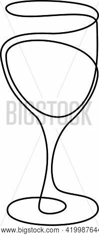 Glass Of Wine Black Outline Continuous Doodle