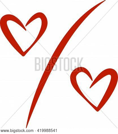 Red Symbol Of Sales And Discounts Percent With Heart