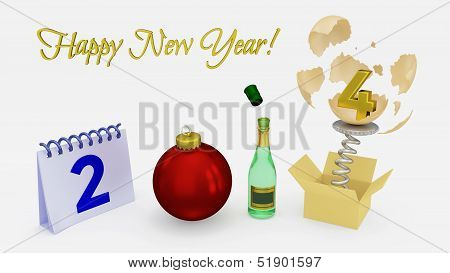 Happy New Year 2014 - 3D Greeting Design