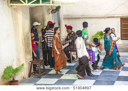 Security Check At The Palace Of Udaipur