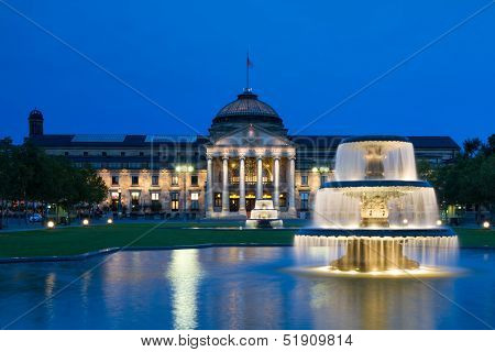 Kurhaus Wiesbaden At Night