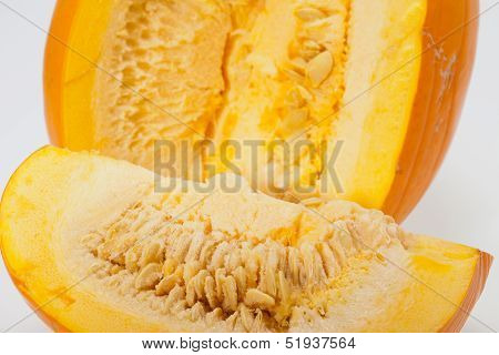 Fresh orange pumpkin isolated on white background
