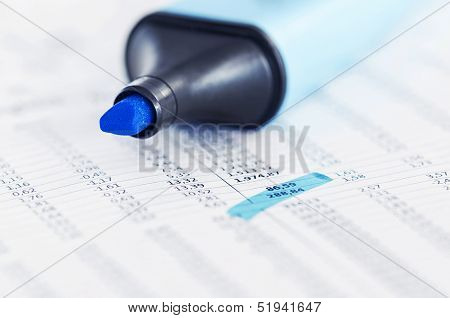 Page Of Stock Market Prices With Highlighed Text