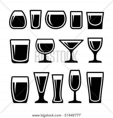 Set of drink glasses icons