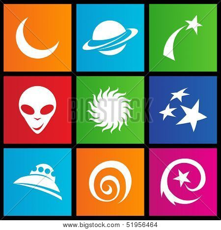 illustration of metro style space icons