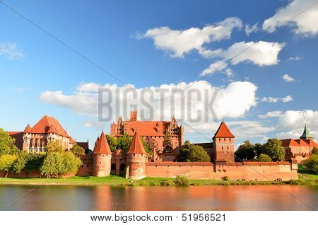 Picturesque view of Malbork castle in Pomerania region, Poland