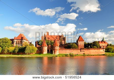 Picturesque view of Malbork castle in Pomerania region, Poland