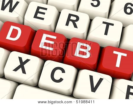 Debt Keys Mean Liability Or Financial Obligation.