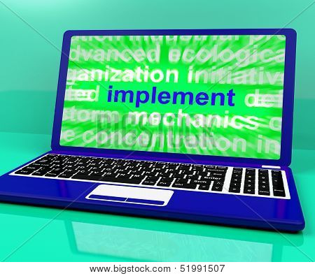 Implement Laptop Shows Implementing Or Executing A Plan