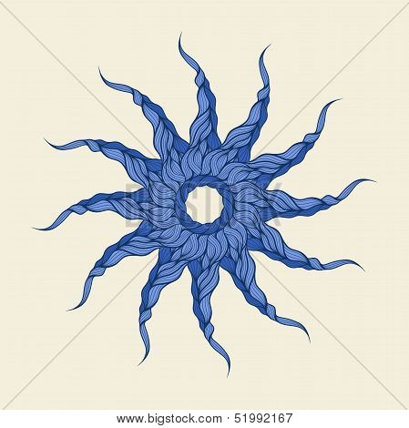 Vector background blue long curls hair or rope