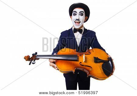 Man with face mask playing violin