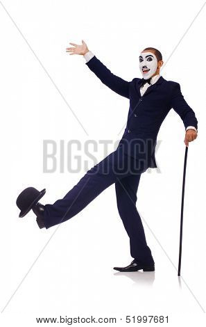 Personification of Charlie Chaplin on white