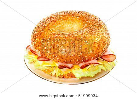 Ham and Cheese Bagel Sandwich
