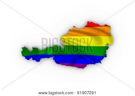 Austria map showing a rainbow flag