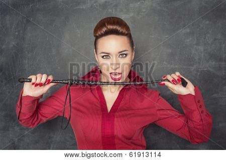 Woman With Whip In Her Hands