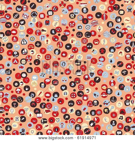 Icons And Circles Seamless Pattern