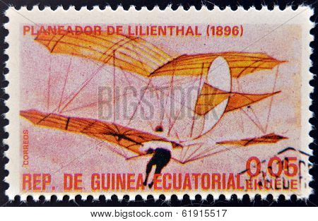 EQUATORIAL GUINEA - CIRCA 1974: A stamp printed in Guinea dedicated to history of aviation