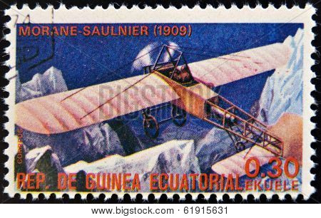 EQUATORIAL GUINEA - CIRCA 1974: A stamp printed in Guinea dedicated to history of aviation