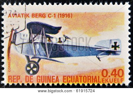 EQUATORIAL GUINEA - CIRCA 1974: A stamp printed in Guinea dedicated to history of aviation