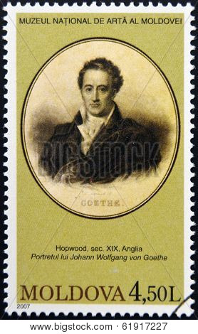 MOLDOVA - CIRCA 2007: Stamp printed in Moldova shows Johann Wolfgang von Goethe