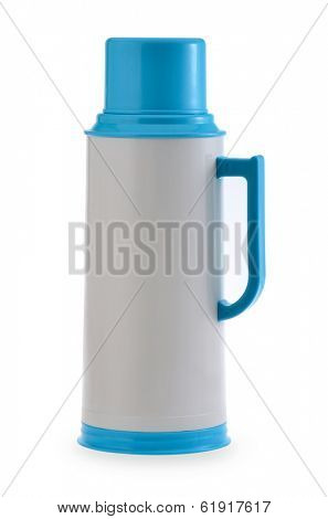Thermo flask on the white background